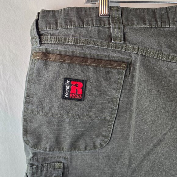 Wrangler Riggs Workwear Pants Mens 42x32 Gray Cargo Utility Carpenter Jeans A03- - Picture 8 of 11